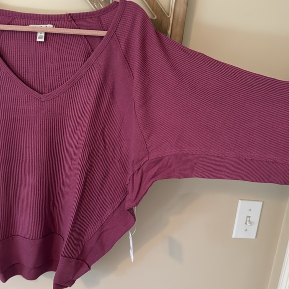 Free People Santa Clara Thermal Long Sleeve Top in Mulberry NWT - Picture 4 of 8